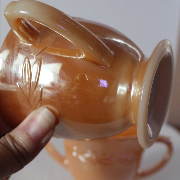 Vintage Fire King Peach Lustre Creamer & Sugar Bowl - Picture 5 of 8